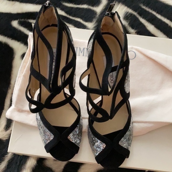 Jimmy Choo classic edition shoes Sequins/Silver black limited edition elegant - Picture 9 of 15